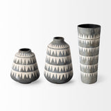 Delaney Gray Large Patterned Ceramic Vase - Ornate Home