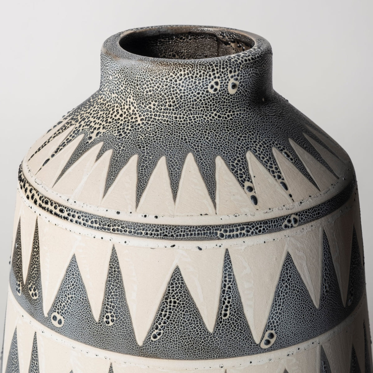 Delaney Gray Large Patterned Ceramic Vase - Ornate Home