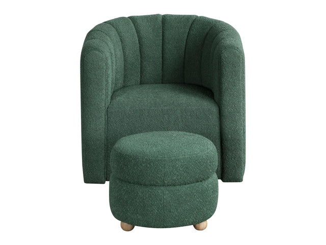 Delaney Green Swivel Chair w/ Ottoman - Ornate Home