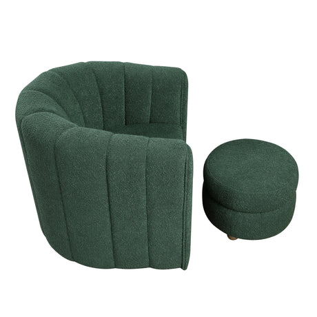 Delaney Green Swivel Chair w/ Ottoman - Ornate Home