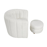 Delaney White Swivel Chair w/ Ottoman - Ornate Home