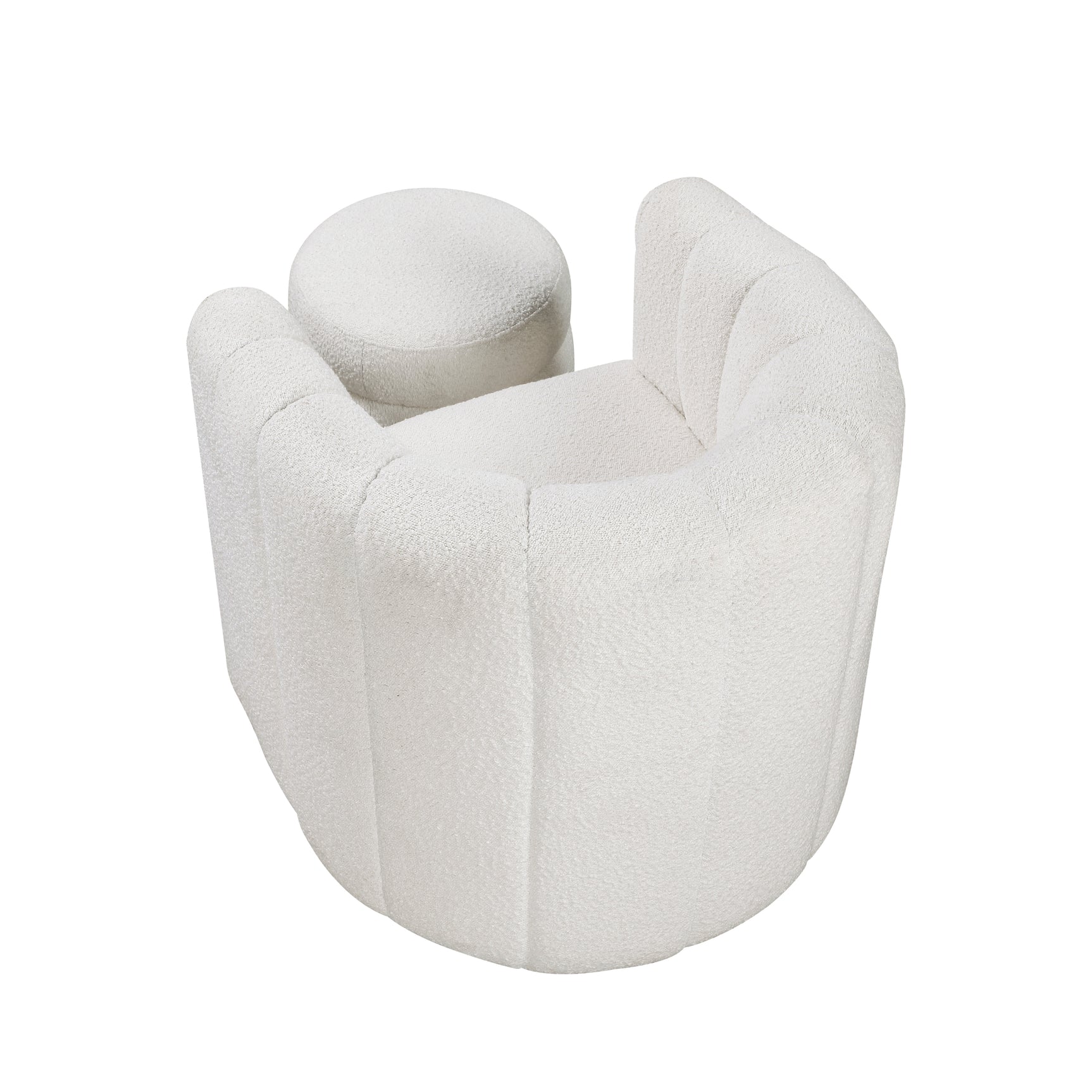 Delaney White Swivel Chair w/ Ottoman - Ornate Home