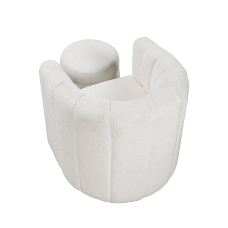 Delaney White Swivel Chair w/ Ottoman - Ornate Home
