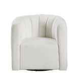 Delaney White Swivel Chair w/ Ottoman - Ornate Home