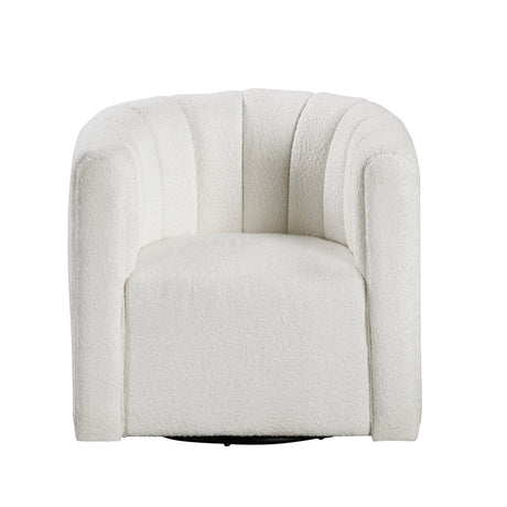 Delaney White Swivel Chair w/ Ottoman - Ornate Home