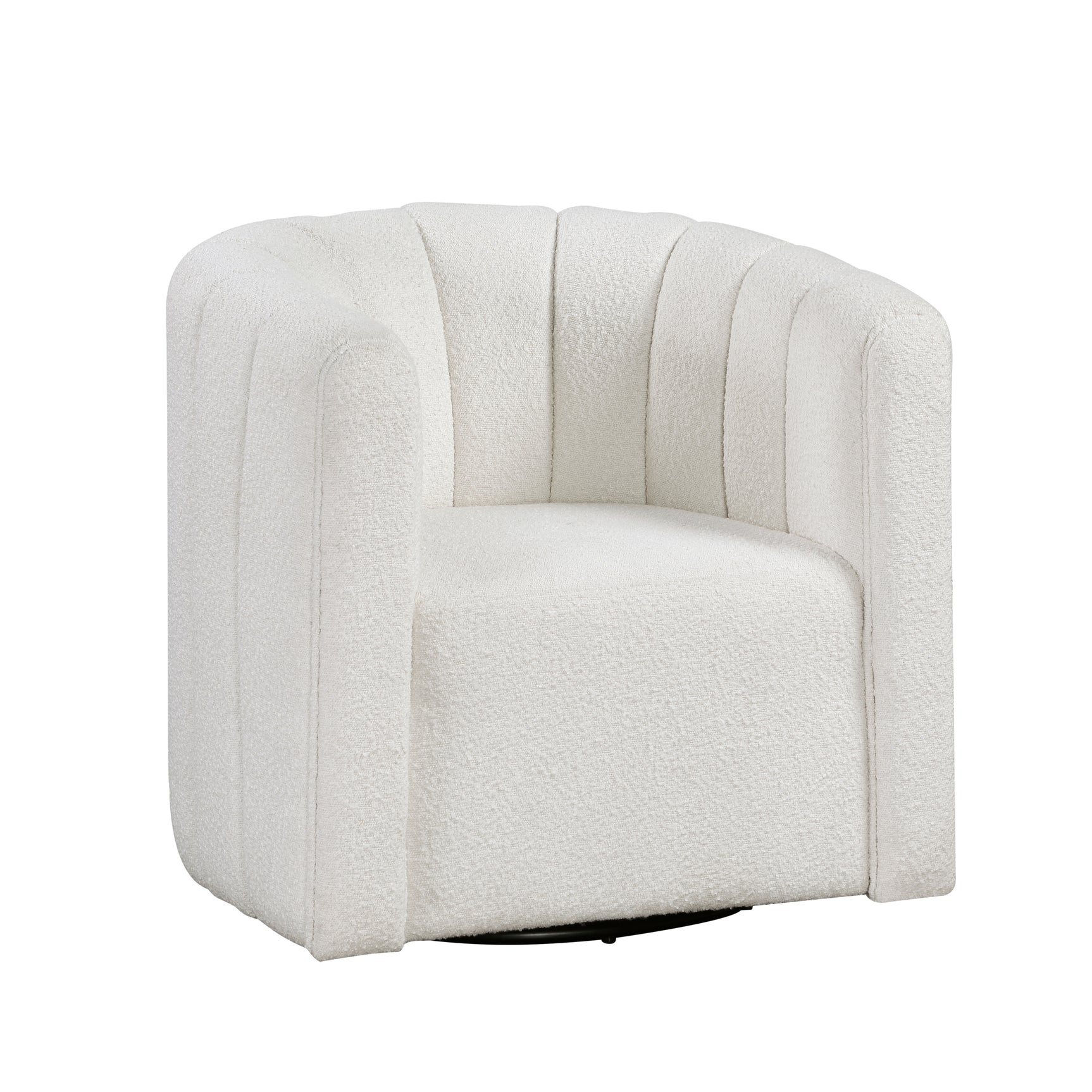Delaney White Swivel Chair w/ Ottoman - Ornate Home