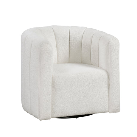 Delaney White Swivel Chair w/ Ottoman - Ornate Home