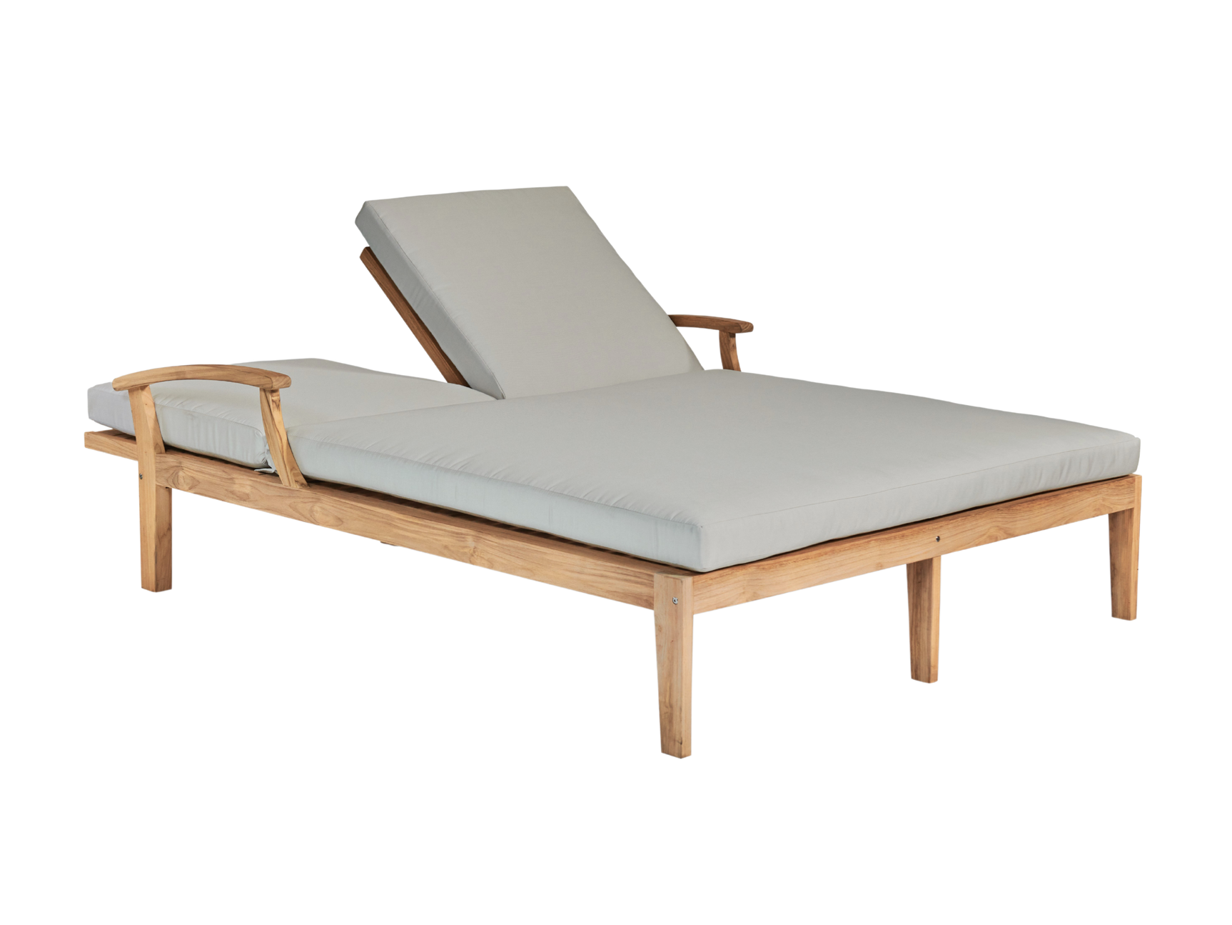 Delano Double Teak Canvas Outdoor Reclining Sunlounger with Sunbrella® Cushion - Ornate Home