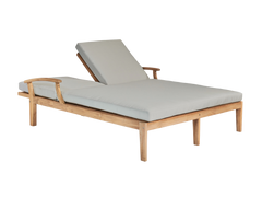 Delano Double Teak Canvas Outdoor Reclining Sunlounger with Sunbrella® Cushion - Ornate Home