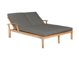 Delano Double Teak Charcoal Outdoor Reclining Sunlounger with Sunbrella® Cushion - Ornate Home