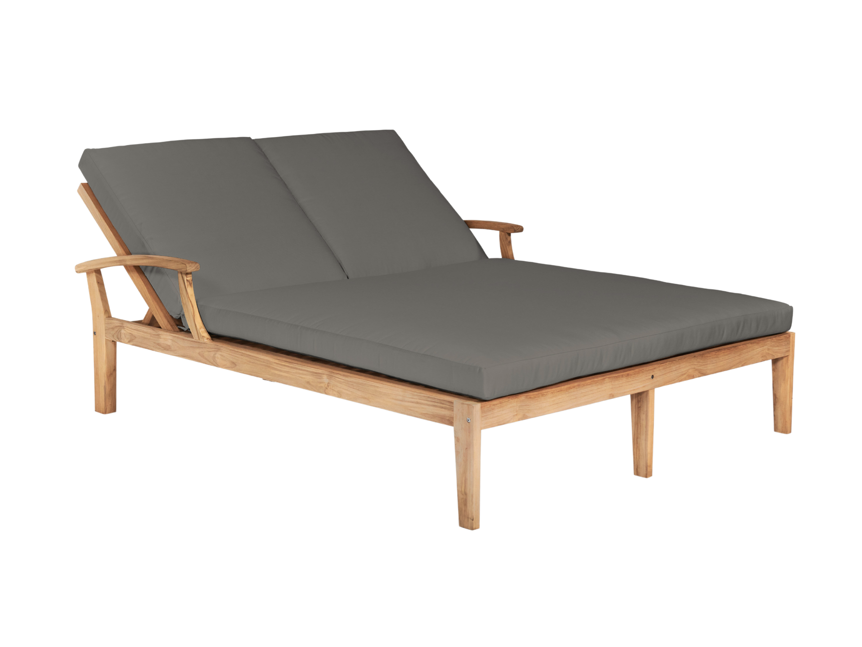 Delano Double Teak Charcoal Outdoor Reclining Sunlounger with Sunbrella® Cushion - Ornate Home