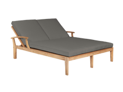 Delano Double Teak Charcoal Outdoor Reclining Sunlounger with Sunbrella® Cushion - Ornate Home