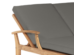 Delano Double Teak Charcoal Outdoor Reclining Sunlounger with Sunbrella® Cushion - Ornate Home