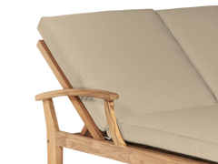 Delano Double Teak Fawn Outdoor Reclining Sunlounger with Sunbrella® Cushion - Ornate Home