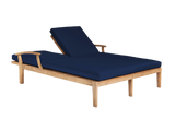 Delano Double Teak Navy Outdoor Reclining Sunlounger with Sunbrella® Cushion - Ornate Home