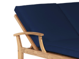 Delano Double Teak Navy Outdoor Reclining Sunlounger with Sunbrella® Cushion - Ornate Home
