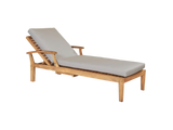 Delano Teak Canvas Outdoor Reclining Sunlounger with Sunbrella® Cushion and Slide-out Tray - Ornate Home