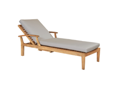 Delano Teak Canvas Outdoor Reclining Sunlounger with Sunbrella® Cushion and Slide-out Tray - Ornate Home