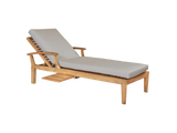 Delano Teak Canvas Outdoor Reclining Sunlounger with Sunbrella® Cushion and Slide-out Tray - Ornate Home
