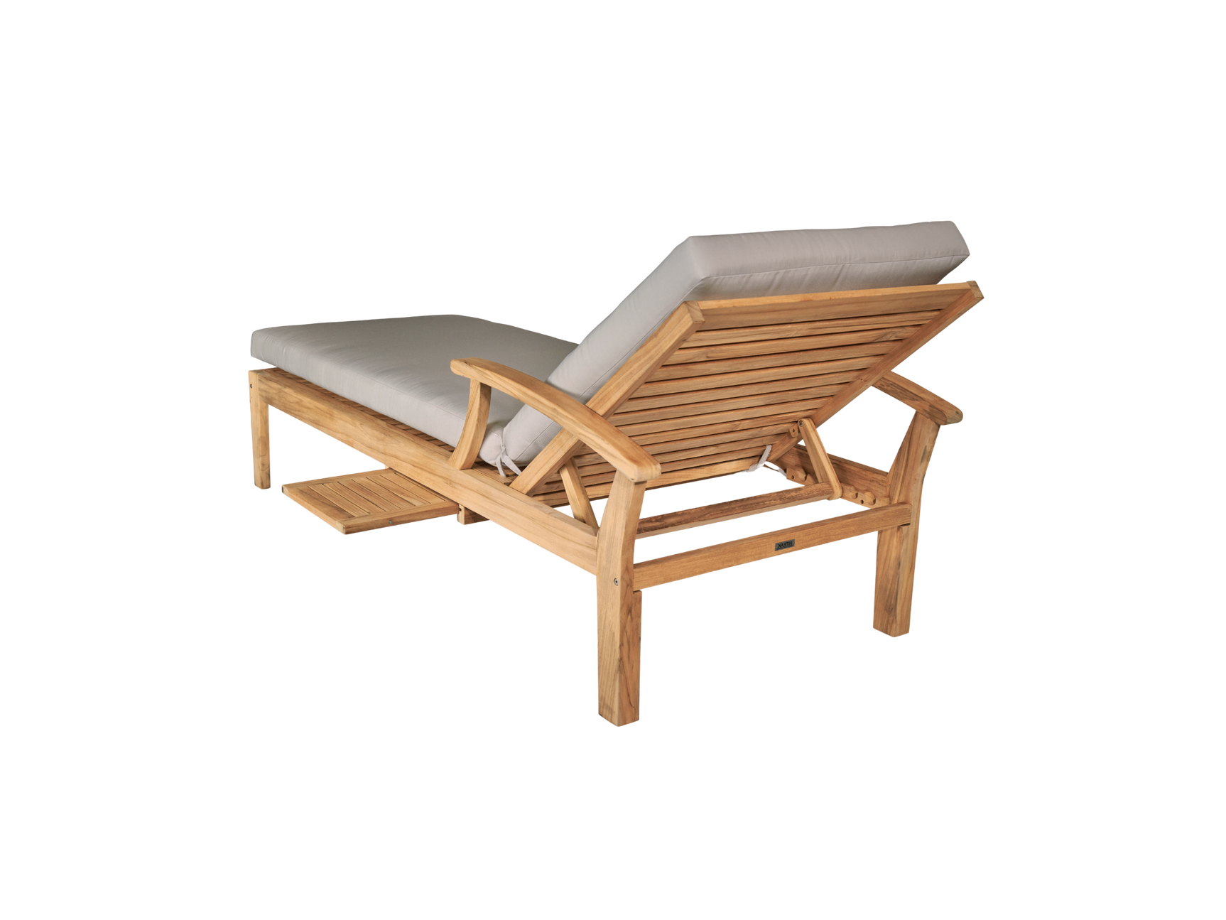 Delano Teak Canvas Outdoor Reclining Sunlounger with Sunbrella® Cushion and Slide-out Tray - Ornate Home