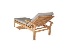 Delano Teak Canvas Outdoor Reclining Sunlounger with Sunbrella® Cushion and Slide-out Tray - Ornate Home