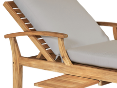 Delano Teak Canvas Outdoor Reclining Sunlounger with Sunbrella® Cushion and Slide-out Tray - Ornate Home