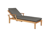 Delano Teak Charcoal Outdoor Reclining Sunlounger with Sunbrella® Cushion and Slide-out Tray - Ornate Home