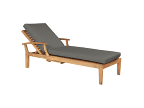 Delano Teak Charcoal Outdoor Reclining Sunlounger with Sunbrella® Cushion and Slide-out Tray - Ornate Home