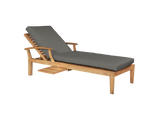 Delano Teak Charcoal Outdoor Reclining Sunlounger with Sunbrella® Cushion and Slide-out Tray - Ornate Home