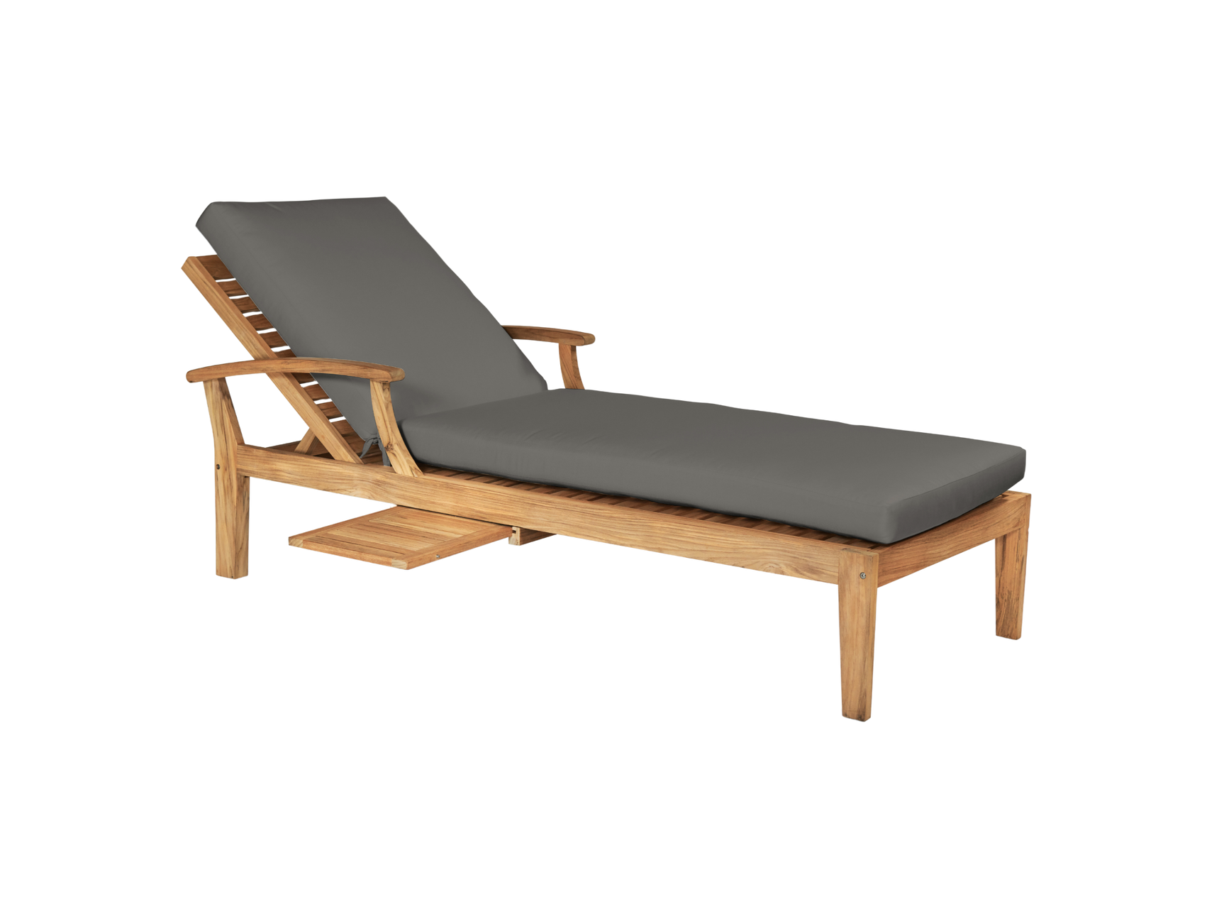 Delano Teak Charcoal Outdoor Reclining Sunlounger with Sunbrella® Cushion and Slide-out Tray - Ornate Home