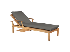 Delano Teak Charcoal Outdoor Reclining Sunlounger with Sunbrella® Cushion and Slide-out Tray - Ornate Home