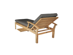 Delano Teak Charcoal Outdoor Reclining Sunlounger with Sunbrella® Cushion and Slide-out Tray - Ornate Home