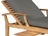 Delano Teak Charcoal Outdoor Reclining Sunlounger with Sunbrella® Cushion and Slide-out Tray - Ornate Home