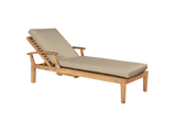 Delano Teak Fawn Outdoor Reclining Sunlounger with Sunbrella® Cushion and Slide-out Tray - Ornate Home