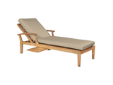 Delano Teak Fawn Outdoor Reclining Sunlounger with Sunbrella® Cushion and Slide-out Tray - Ornate Home