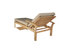 Delano Teak Fawn Outdoor Reclining Sunlounger with Sunbrella® Cushion and Slide-out Tray - Ornate Home