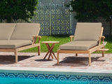 Delano Teak Fawn Outdoor Reclining Sunlounger with Sunbrella® Cushion and Slide-out Tray - Ornate Home