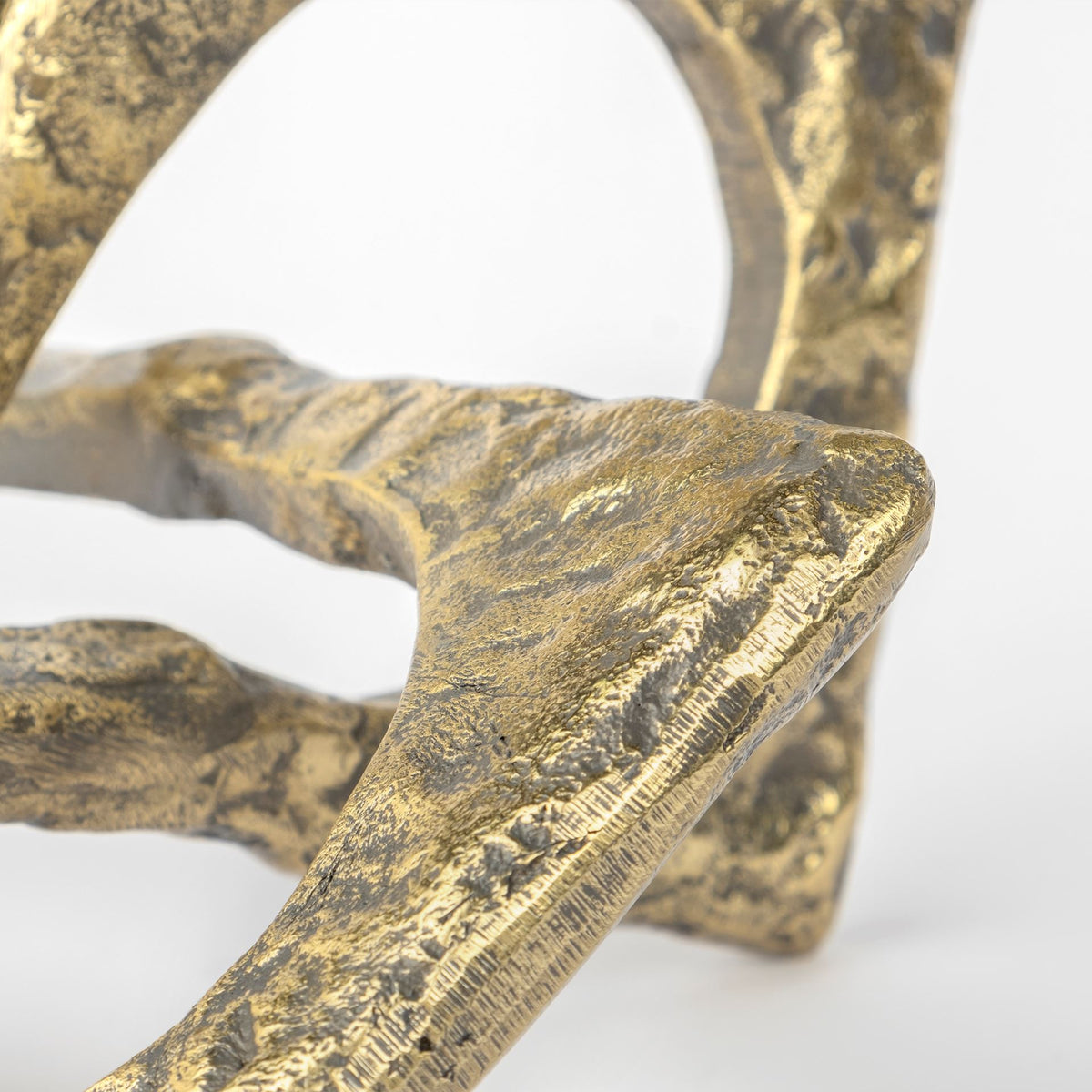 Delaunay Gold Large Hammered Metal Interlinked Patterned Decorative Object - Ornate Home
