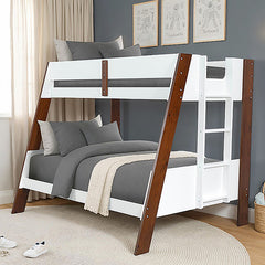 Delbin White/Dark Cherry Twin/Full Bunk Bed - Ornate Home
