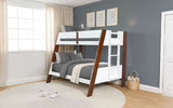 Delbin White/Dark Cherry Twin/Full Bunk Bed - Ornate Home