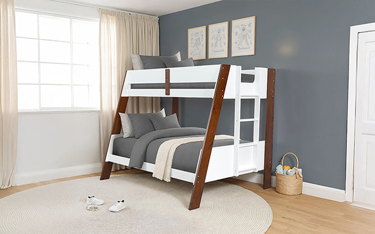 Delbin White/Dark Cherry Twin/Full Bunk Bed - Ornate Home