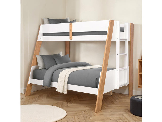 Delbin White/Natural Twin/Full Bunk Bed - Ornate Home