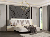 Delfano Beige King Bed w/ LED Headboard - Ornate Home