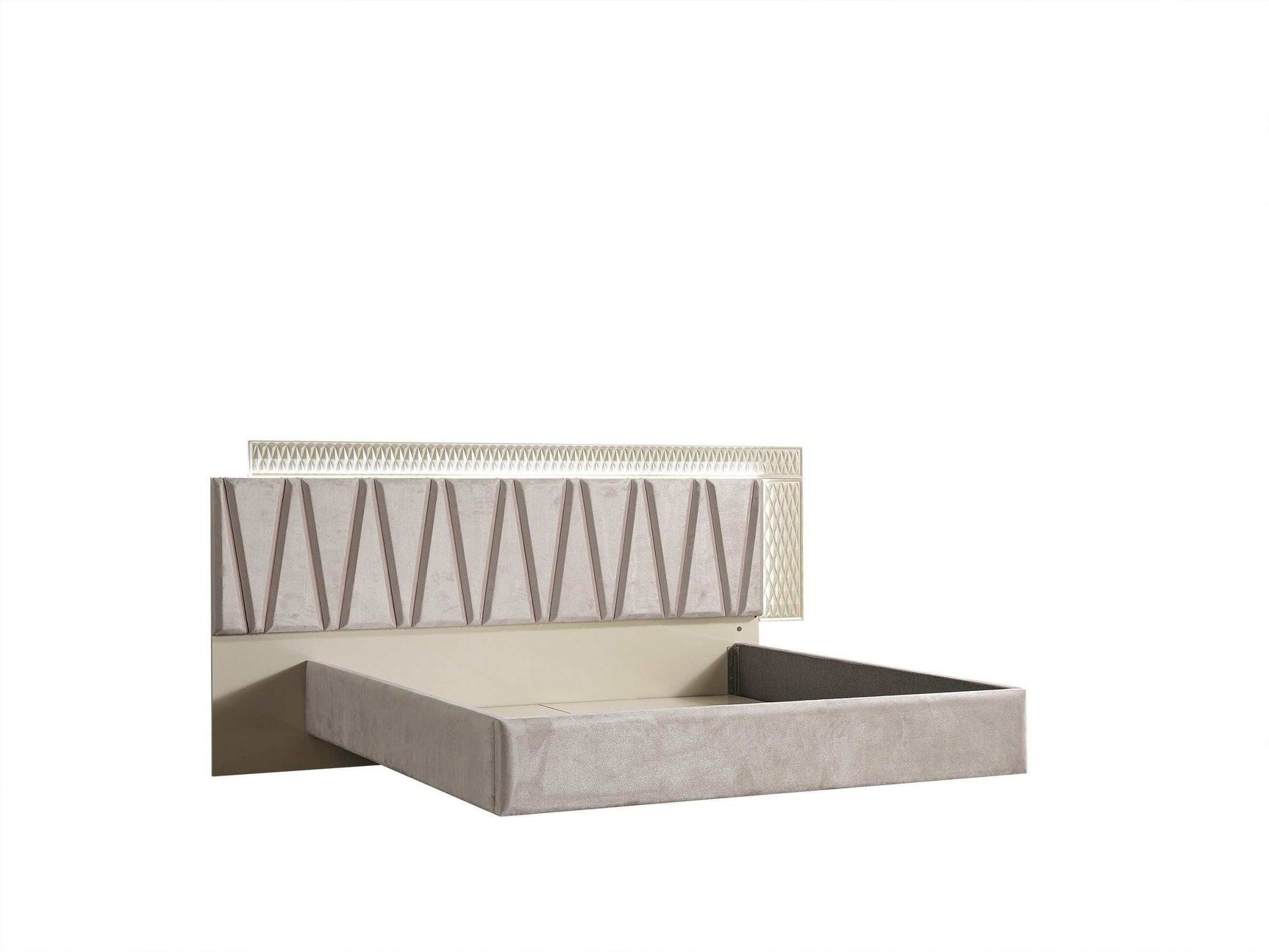 Delfano Beige King Bed w/ LED Headboard - Ornate Home