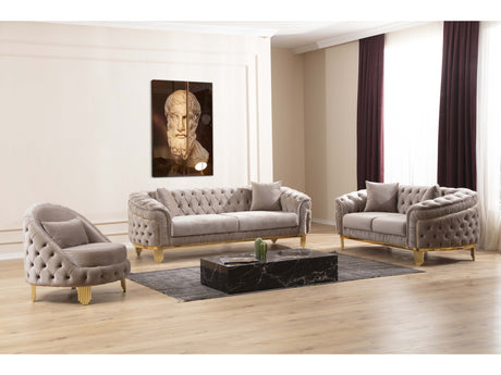 Delfi Taupe 2-Piece Living Room Set - Ornate Home