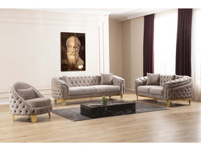 Delfi Taupe 3-Piece Living Room Set - Ornate Home