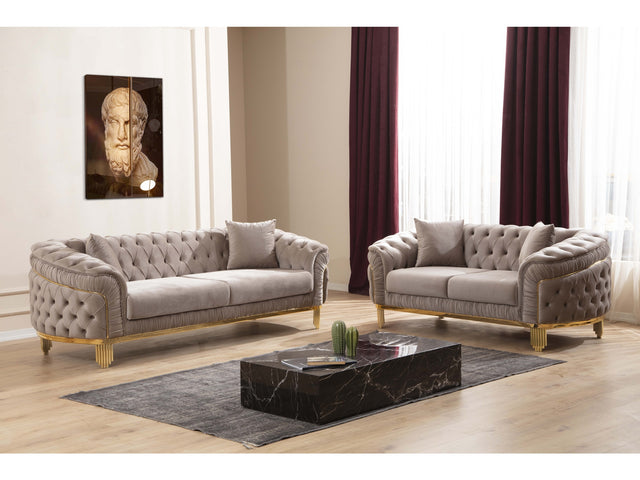 Delfi Taupe 2-Piece Living Room Set - Ornate Home
