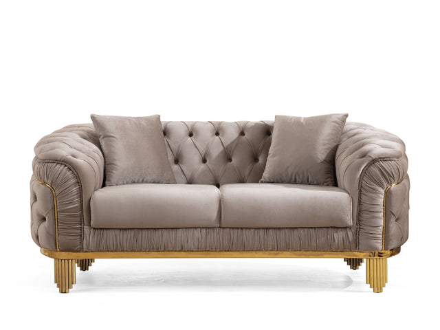 Delfi Taupe 3-Piece Living Room Set - Ornate Home