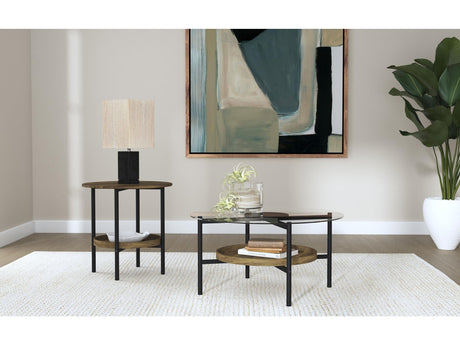 Delfin Brown 2-piece Round Coffee and End Table Set - Ornate Home