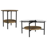 Delfin Brown 2-piece Round Coffee and End Table Set - Ornate Home